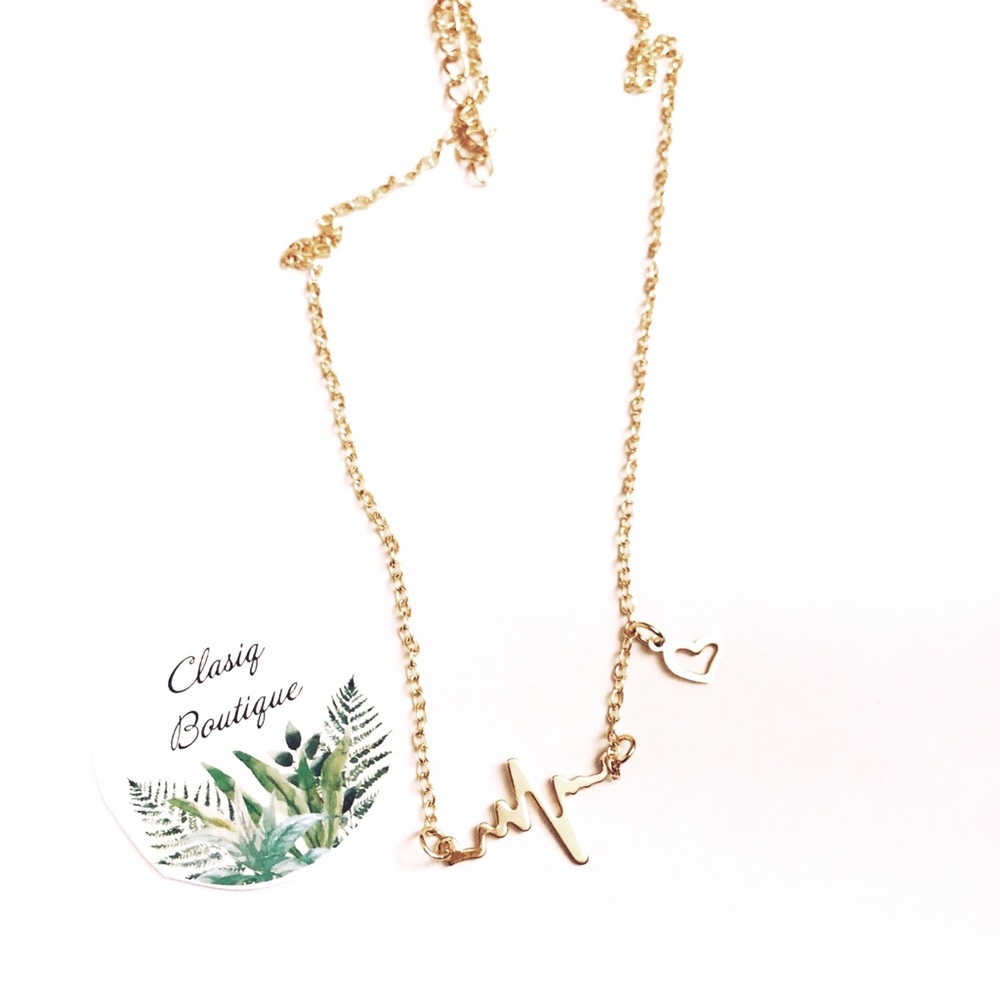 Gold Heart Beat Necklace - Nurses, Minimalist